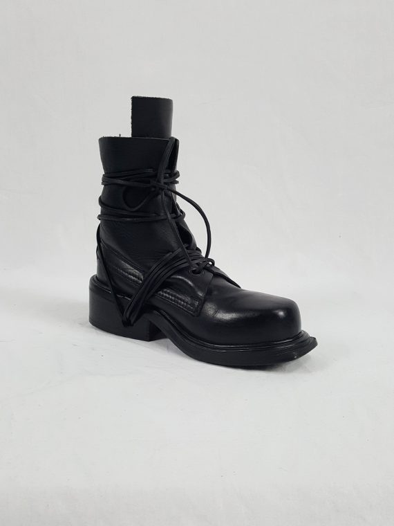 Vaniitas Dirk Bikkembergs black tall boots with laces through the soles 90s archive 115029