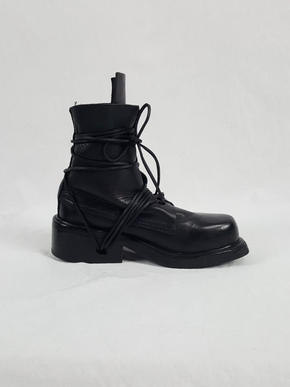 Vaniitas Dirk Bikkembergs black tall boots with laces through the soles 90s archive 115039