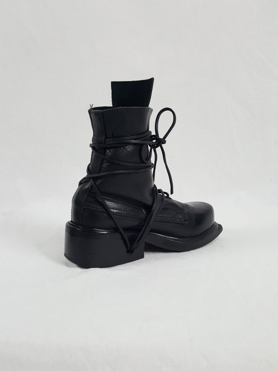 Vaniitas Dirk Bikkembergs black tall boots with laces through the soles 90s archive 115052