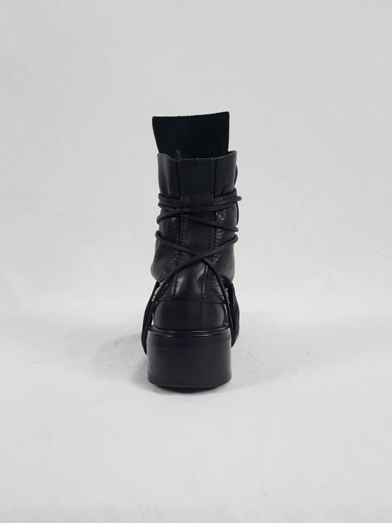 Vaniitas Dirk Bikkembergs black tall boots with laces through the soles 90s archive 115101