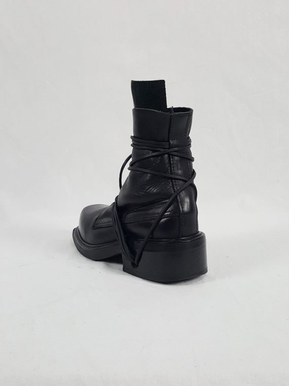 Vaniitas Dirk Bikkembergs black tall boots with laces through the soles 90s archive 115111