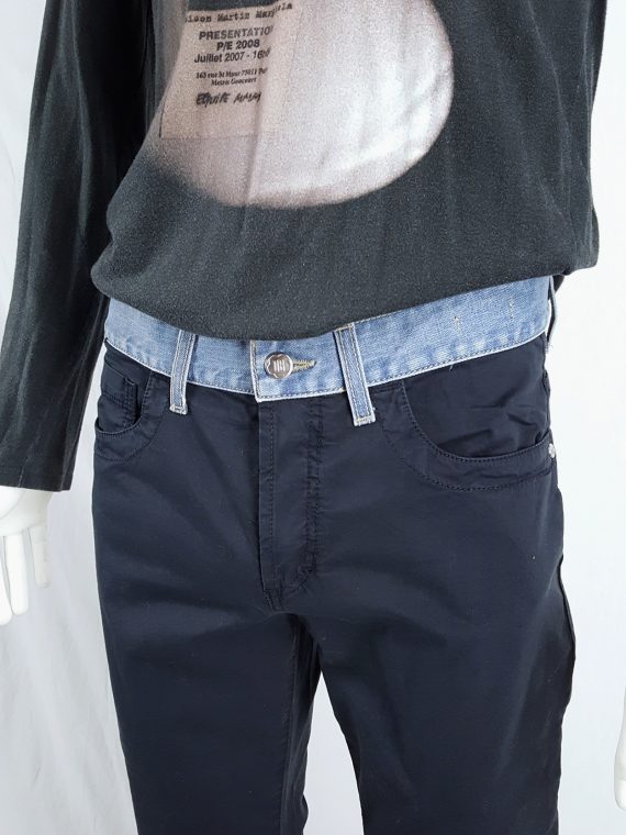 Vaniitas Dirk Bikkembergs dark blue trousers with integrated denim waistband 164606