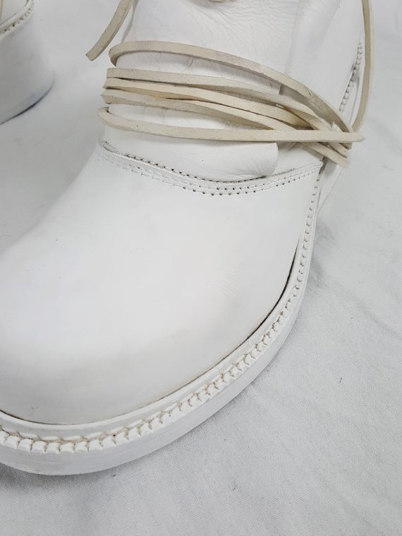Vaniitas Dirk Bikkembergs white boots with front flap and laces through the soles 1990s 114137