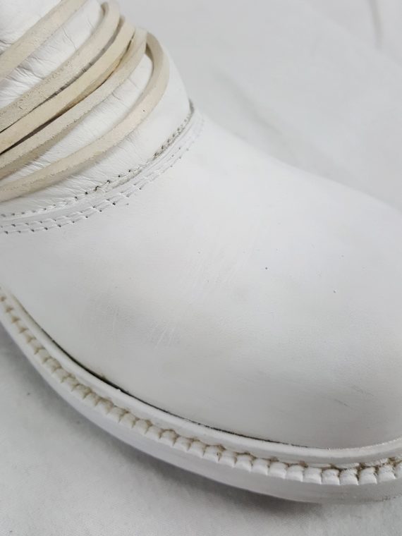 Vaniitas Dirk Bikkembergs white boots with front flap and laces through the soles 1990s 114145