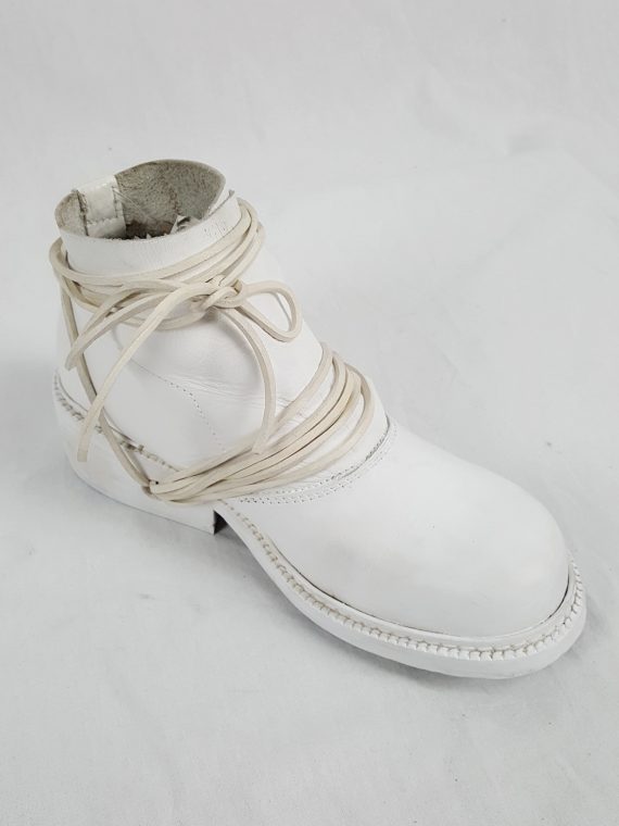 Vaniitas Dirk Bikkembergs white boots with front flap and laces through the soles 1990s 114218