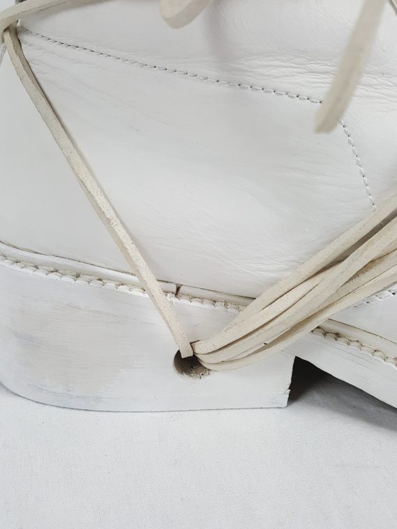 Vaniitas Dirk Bikkembergs white boots with front flap and laces through the soles 1990s 114236