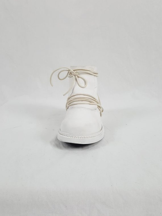 Vaniitas Dirk Bikkembergs white boots with front flap and laces through the soles 1990s 114356
