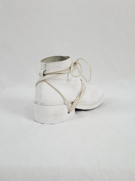 Vaniitas Dirk Bikkembergs white boots with front flap and laces through the soles 1990s 114422