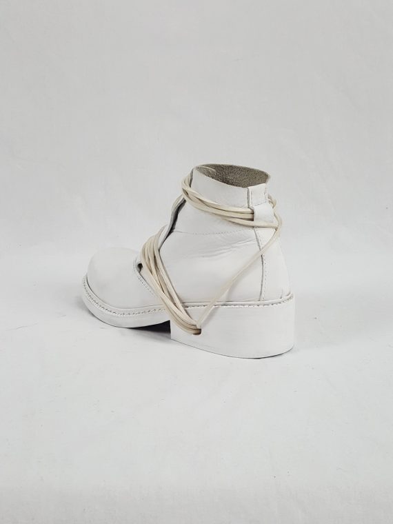 Vaniitas Dirk Bikkembergs white boots with front flap and laces through the soles 1990s 114441