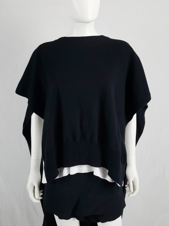 Vaniitas Junya Watanabe black knit poncho with long cape 123903