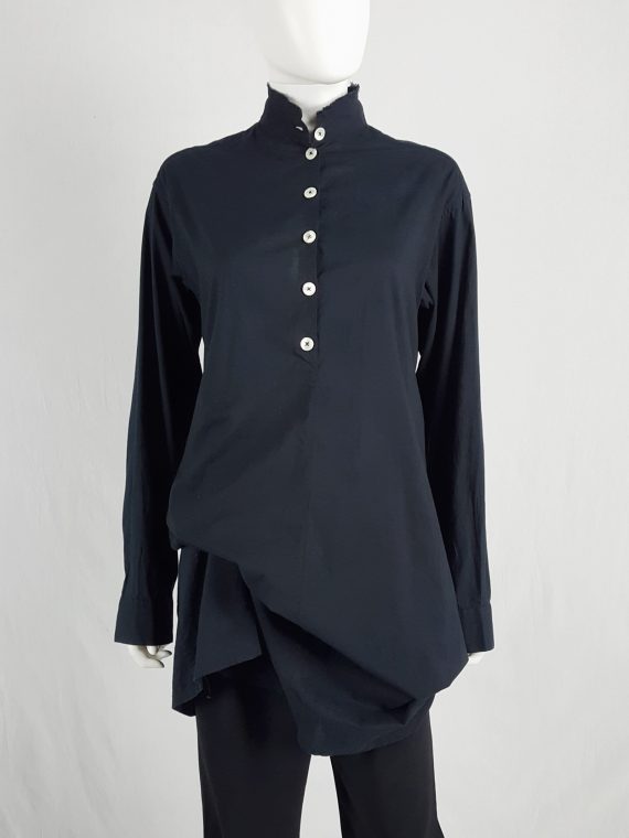 Vaniitas vintage Ann Demeulemeester black draped shirt with frayed collar spring 1994 135545 copy