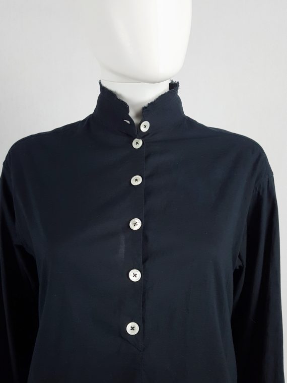 Vaniitas vintage Ann Demeulemeester black draped shirt with frayed collar spring 1994 135625 copy