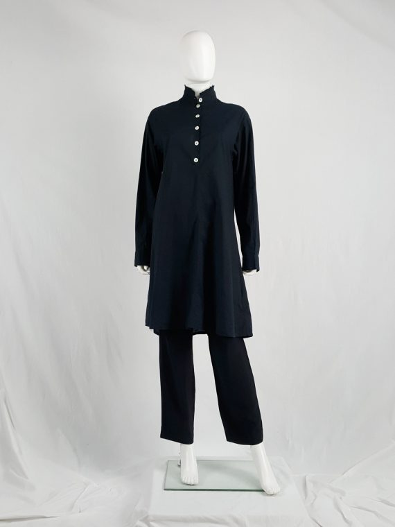 Vaniitas vintage Ann Demeulemeester black draped shirt with frayed collar spring 1994 14020 copy