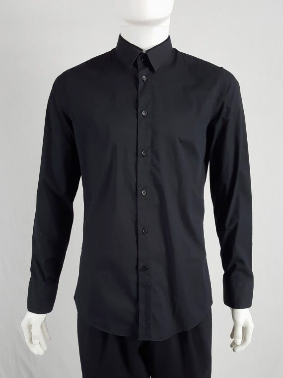 Vaniitas Dirk Bikkembergs black shirt with displaced collar 100008
