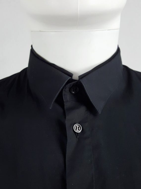 Vaniitas Dirk Bikkembergs black shirt with displaced collar 100023
