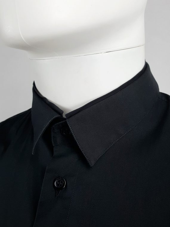 Vaniitas Dirk Bikkembergs black shirt with displaced collar 100045