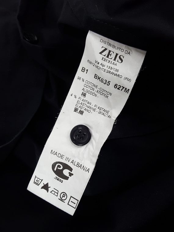 Vaniitas Dirk Bikkembergs black shirt with displaced collar 165218