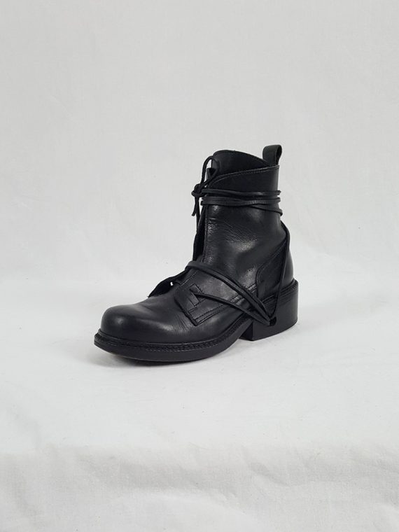 Vaniitas Dirk Bikkembergs black tall boots with laces through the soles 1990S 90S 163645
