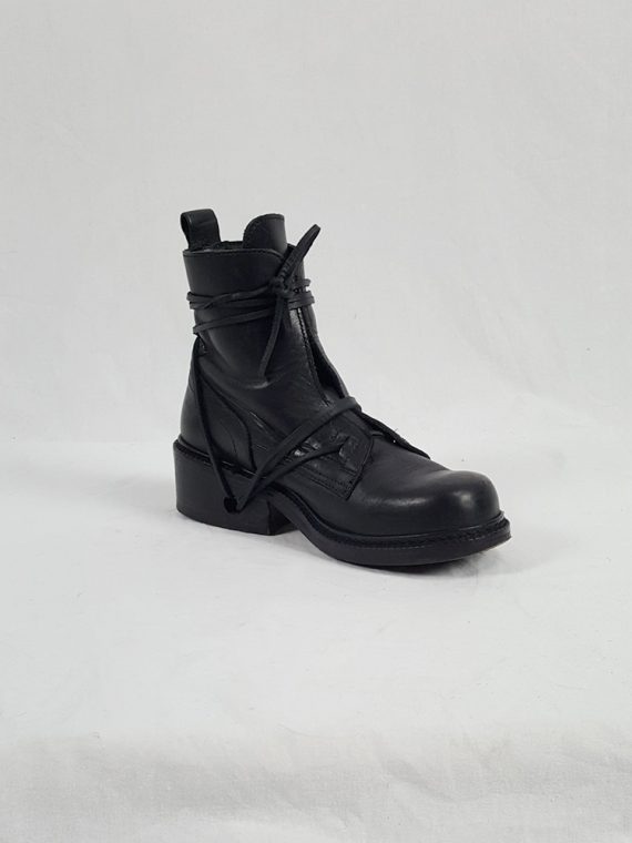 Vaniitas Dirk Bikkembergs black tall boots with laces through the soles 1990S 90S 163704