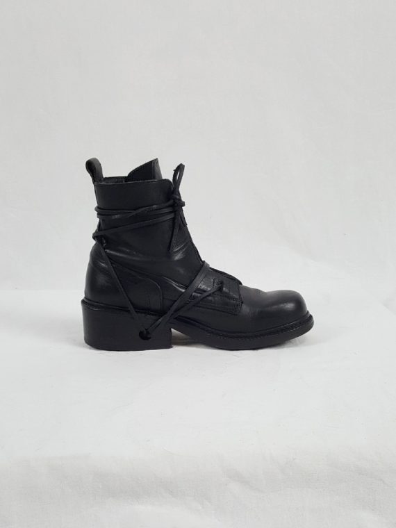 Vaniitas Dirk Bikkembergs black tall boots with laces through the soles 1990S 90S 163714(0)