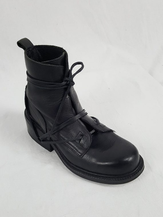 Vaniitas Dirk Bikkembergs black tall boots with laces through the soles 1990S 90S 163821