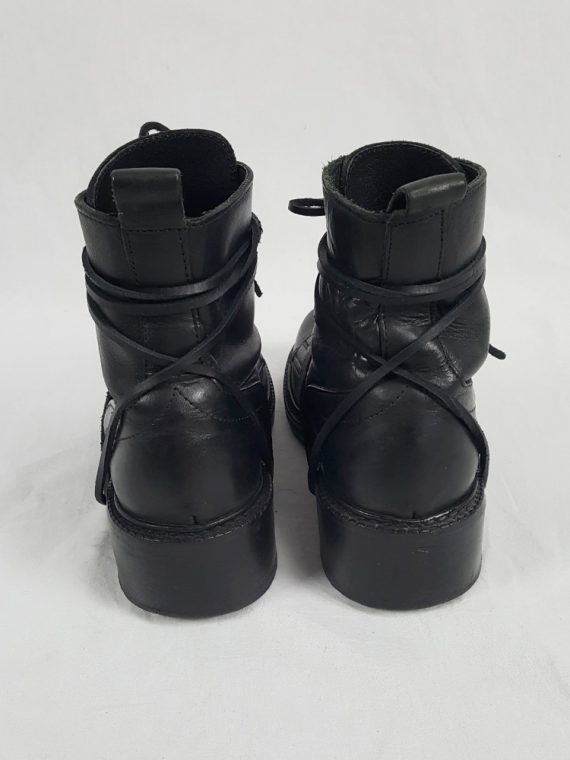 Vaniitas Dirk Bikkembergs black tall boots with laces through the soles 1990S 90S 163935_001