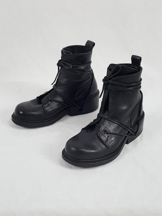 Vaniitas Dirk Bikkembergs black tall boots with laces through the soles 1990S 90S 164013