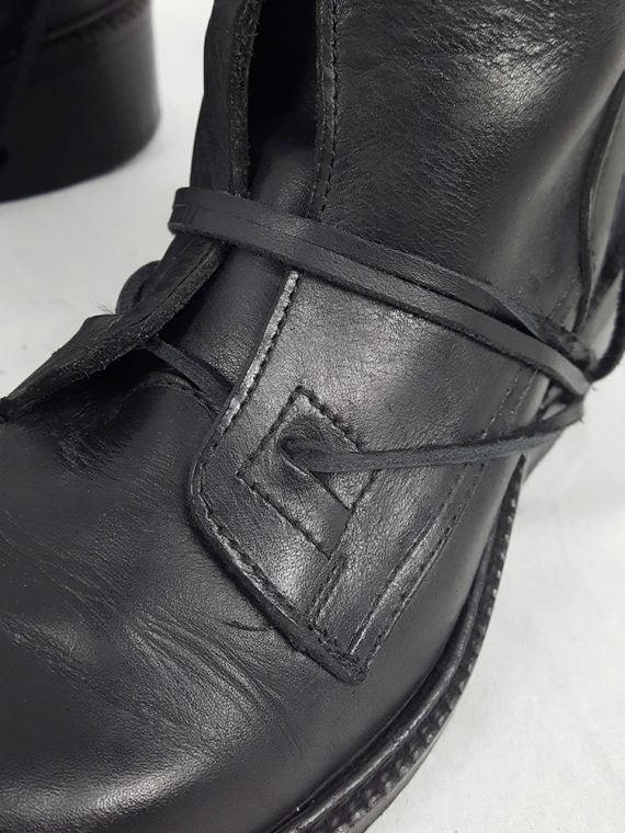 Vaniitas Dirk Bikkembergs black tall boots with laces through the soles 1990S 90S 164051