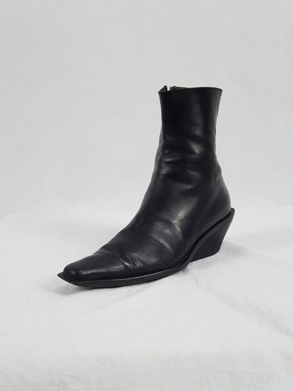 vaniitas Ann Demeulemeester black cowboy boots with slanted heel runway fall 2001 1012