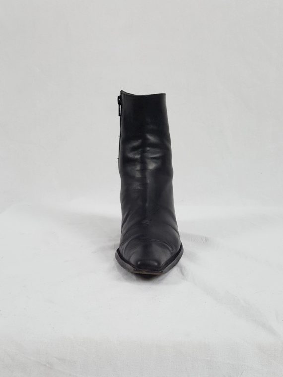 vaniitas Ann Demeulemeester black cowboy boots with slanted heel runway fall 2001 1020(0)