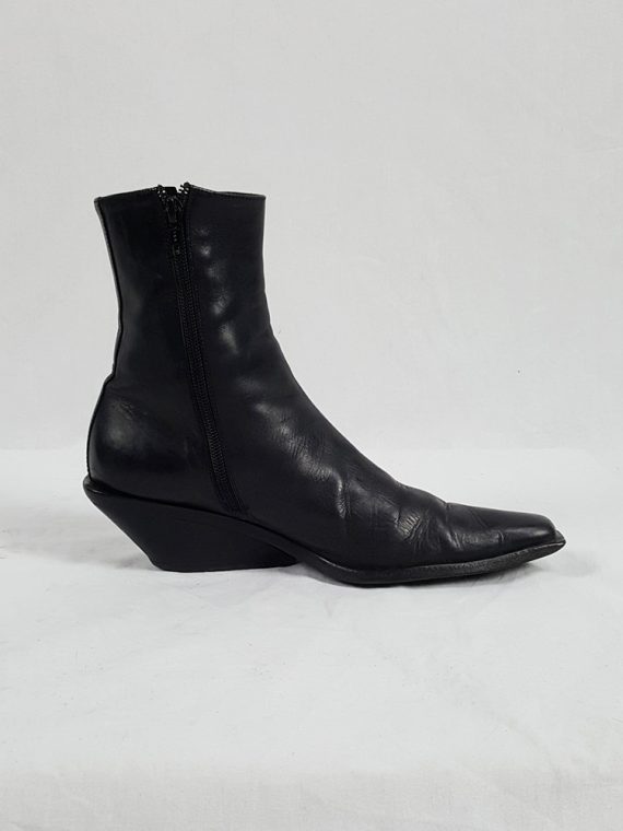 vaniitas Ann Demeulemeester black cowboy boots with slanted heel runway fall 2001 1039