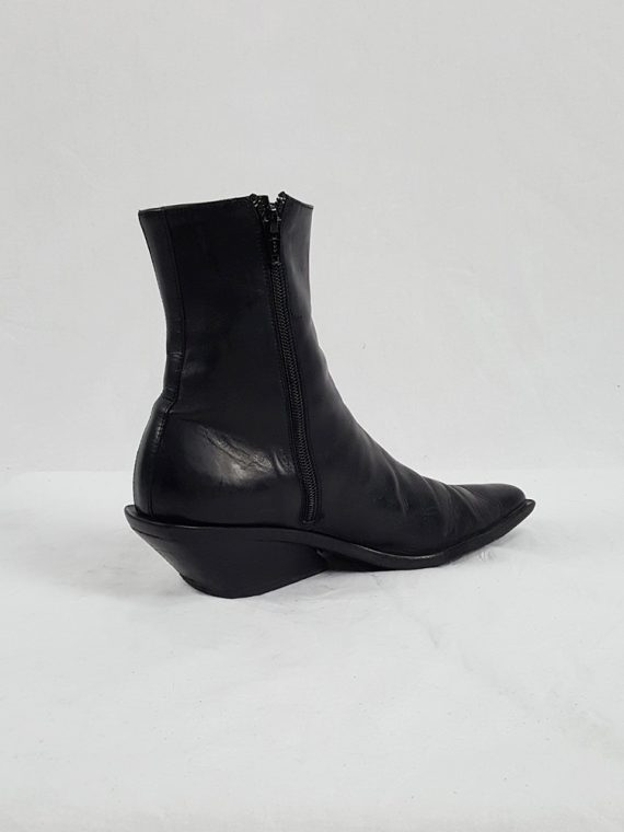 vaniitas Ann Demeulemeester black cowboy boots with slanted heel runway fall 2001 1049