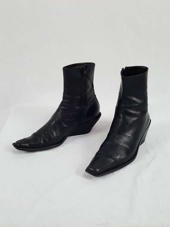 vaniitas Ann Demeulemeester black cowboy boots with slanted heel runway fall 2001 1442(0)