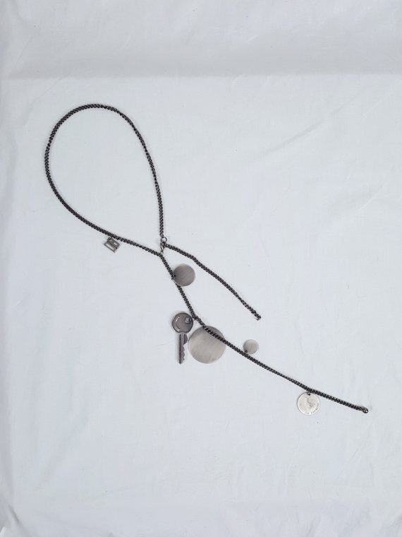 vaniitas Dirk Bikkembergs long necklace with silver discs and key runway spring 2004 2054