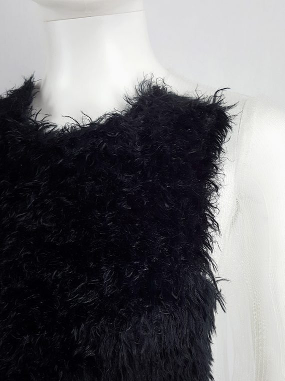 vaniitas vintage Comme des Garcons sheer jumper with a black furry front panel spring 2003 150724