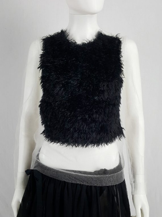 vaniitas vintage Comme des Garcons sheer jumper with a black furry front panel spring 2003 150750