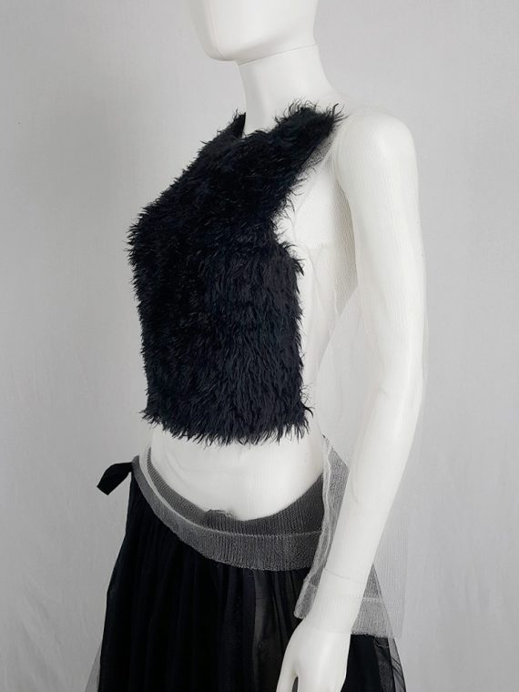 vaniitas vintage Comme des Garcons sheer jumper with a black furry front panel spring 2003 150907