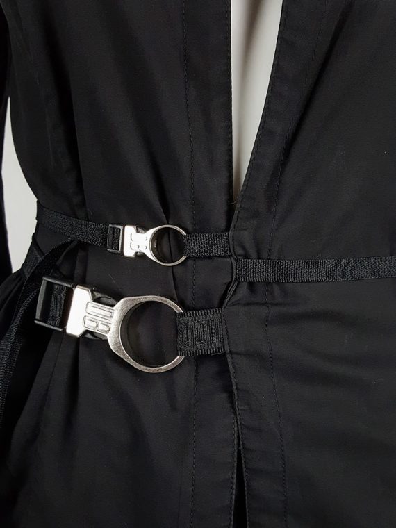 vaniitas vintage Dirk Bikkembergs black slit shirt with mountaineering belts 1990S 124618