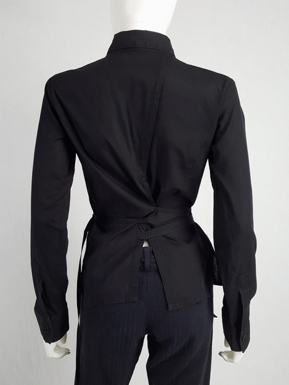 vaniitas vintage Dirk Bikkembergs black slit shirt with mountaineering belts 1990S 124846