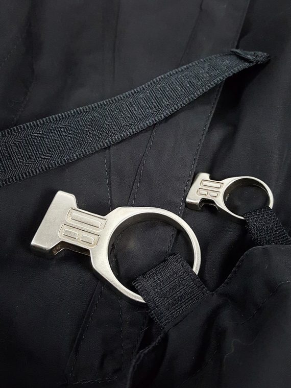 vaniitas vintage Dirk Bikkembergs black slit shirt with mountaineering belts 1990S 125112