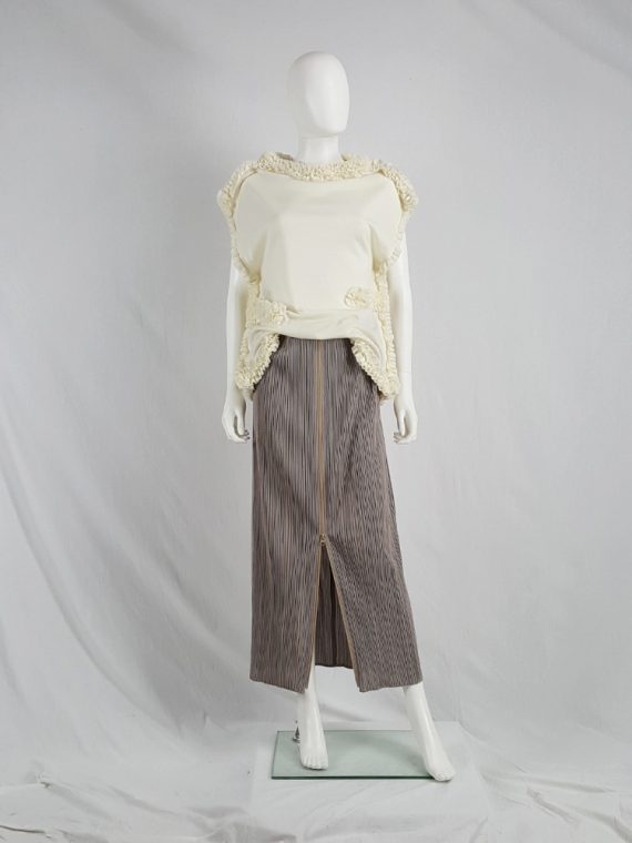 vaniitas vintage Issey Miyake Pleats Please dark beige pleated maxi skirt with front zipper 133025