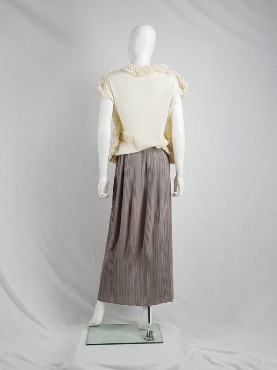 vaniitas vintage Issey Miyake Pleats Please dark beige pleated maxi skirt with front zipper 133211