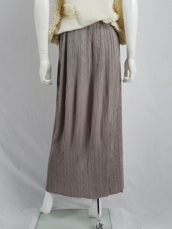 vaniitas vintage Issey Miyake Pleats Please dark beige pleated maxi skirt with front zipper 133238