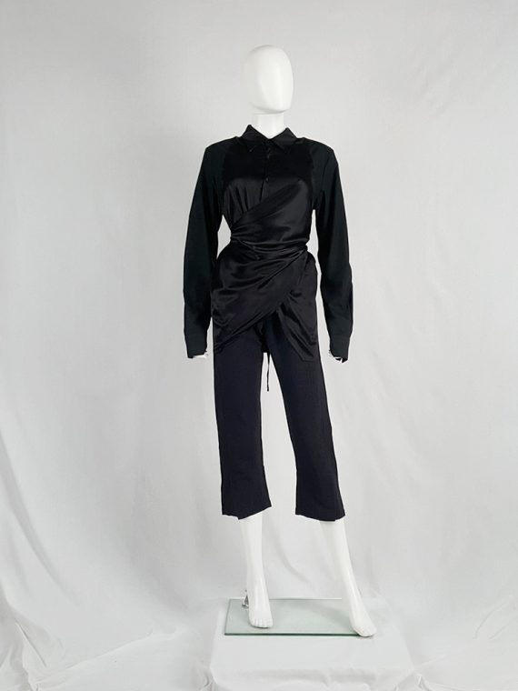 vaniitas vintage AF Vandevorst black wrapped shirt in contrasting materials 112057
