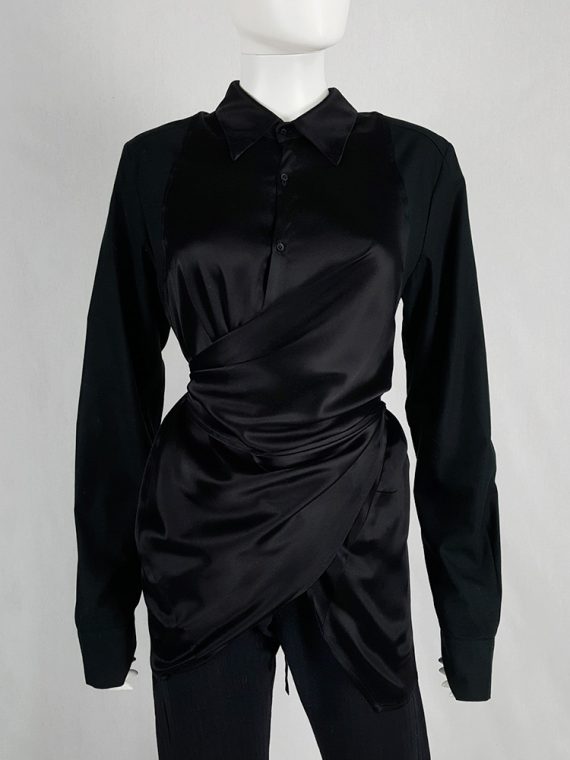 vaniitas vintage AF Vandevorst black wrapped shirt in contrasting materials 112122(0)