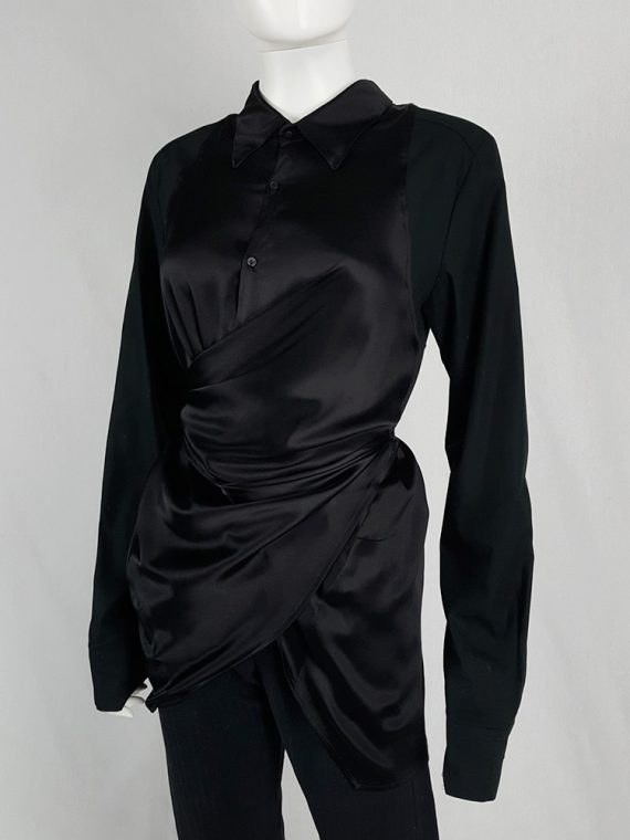 vaniitas vintage AF Vandevorst black wrapped shirt in contrasting materials 112152