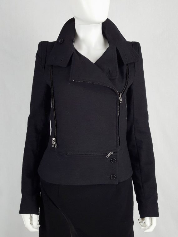 vaniitas vintage Ann Demeulemeester black biker jacket with zip-off panels runway fall 2011 135720