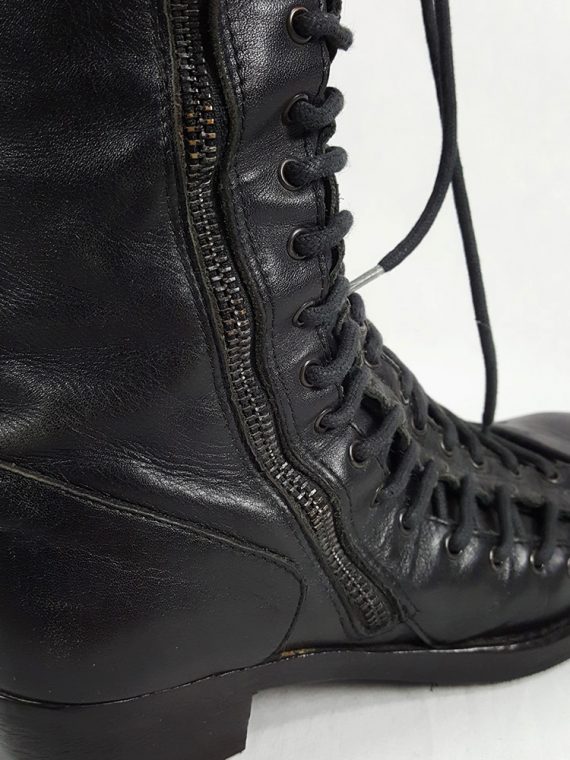 vaniitas vintage Ann Demeulemeester black flat triple lace boots fall 2008 201716