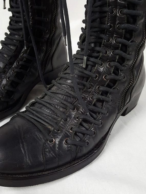 vaniitas vintage Ann Demeulemeester black flat triple lace boots fall 2008 201731