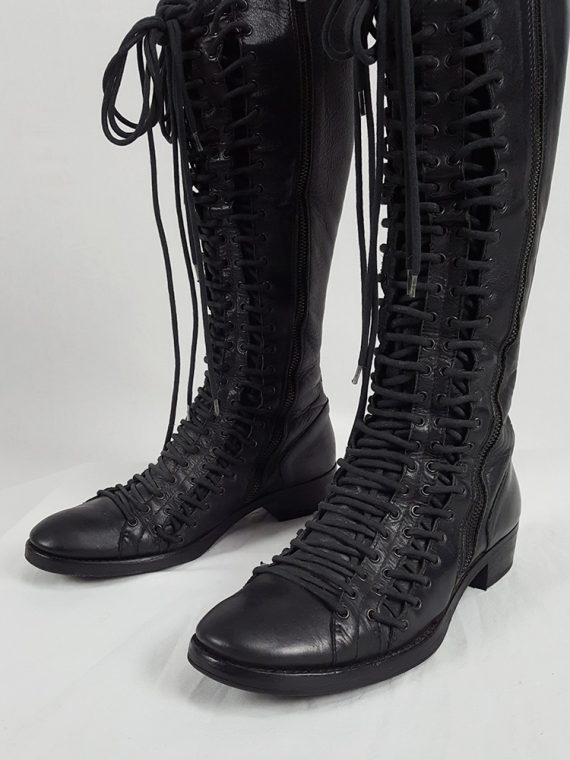 vaniitas vintage Ann Demeulemeester black flat triple lace boots fall 2008 201819